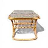 Vintage rattan coffee table – 1950s design