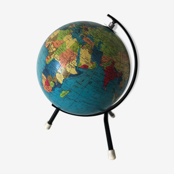 Globe terrestre taride 21cm papier vintage 1967