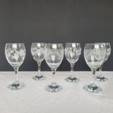6 decorative stem glasses – 1970s glassware
