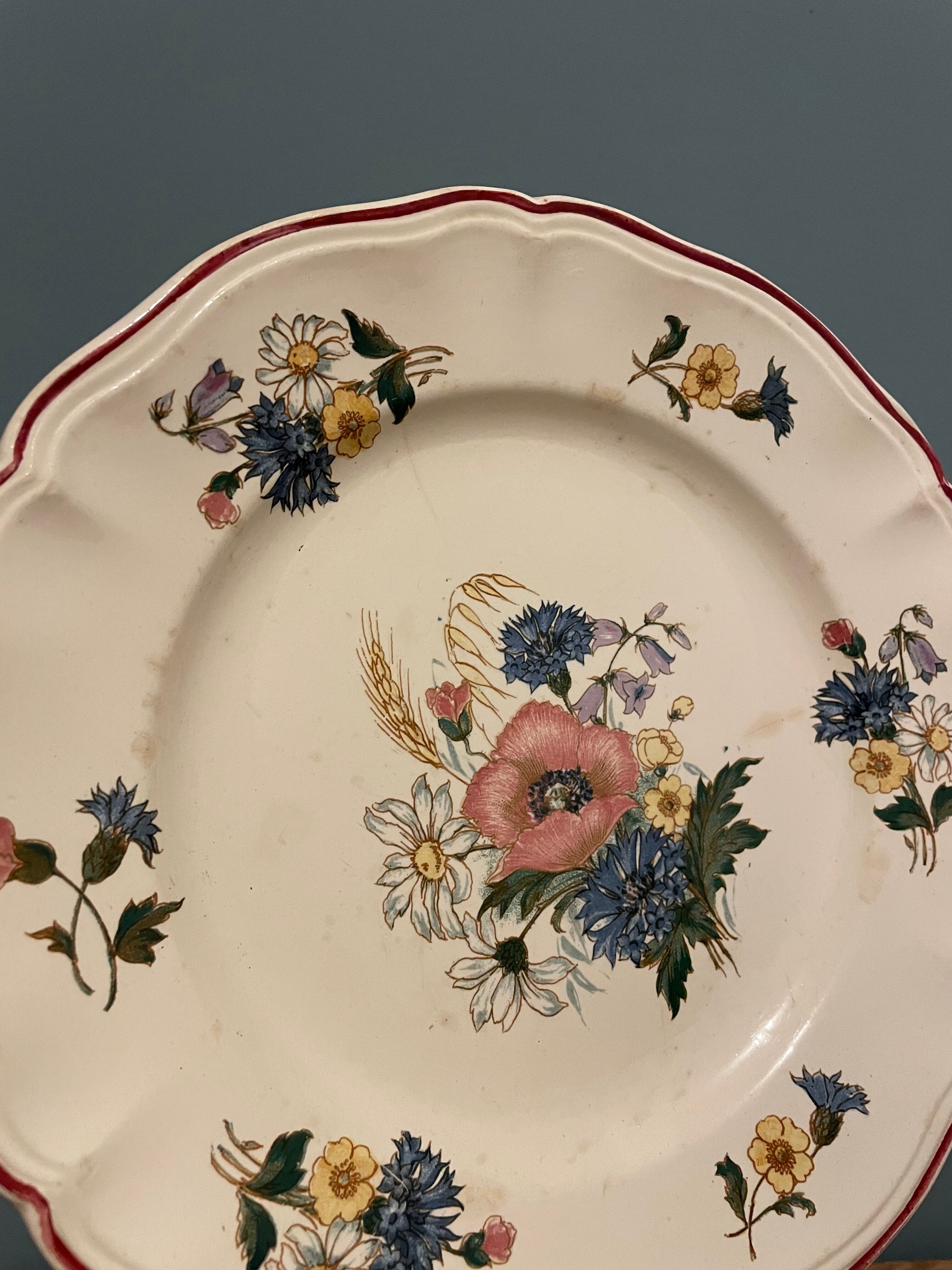 Set of 10 small plates Digoin Sarreguemines, Agreste model