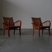 Pair of oak and rope arm chairs - Germany 1950s