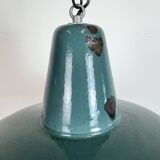 Large Industrial Petrol Enamel Factory Pendant Lamp, 1960s