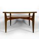 Important modern Scandinavian style coffee table, walnut / glass – c. 1960