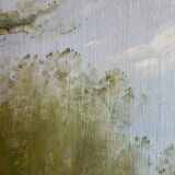 HST painting "Landscape along the water with cows" signed Paul Nicolet (20th century)