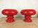 Pair of mushroom lamps red glass space age, 70s