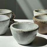 Set of 5 Indonesian ceramic handle coffee cups