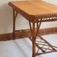 Table à manger en rotin et osier, plateau en hêtre, années 60