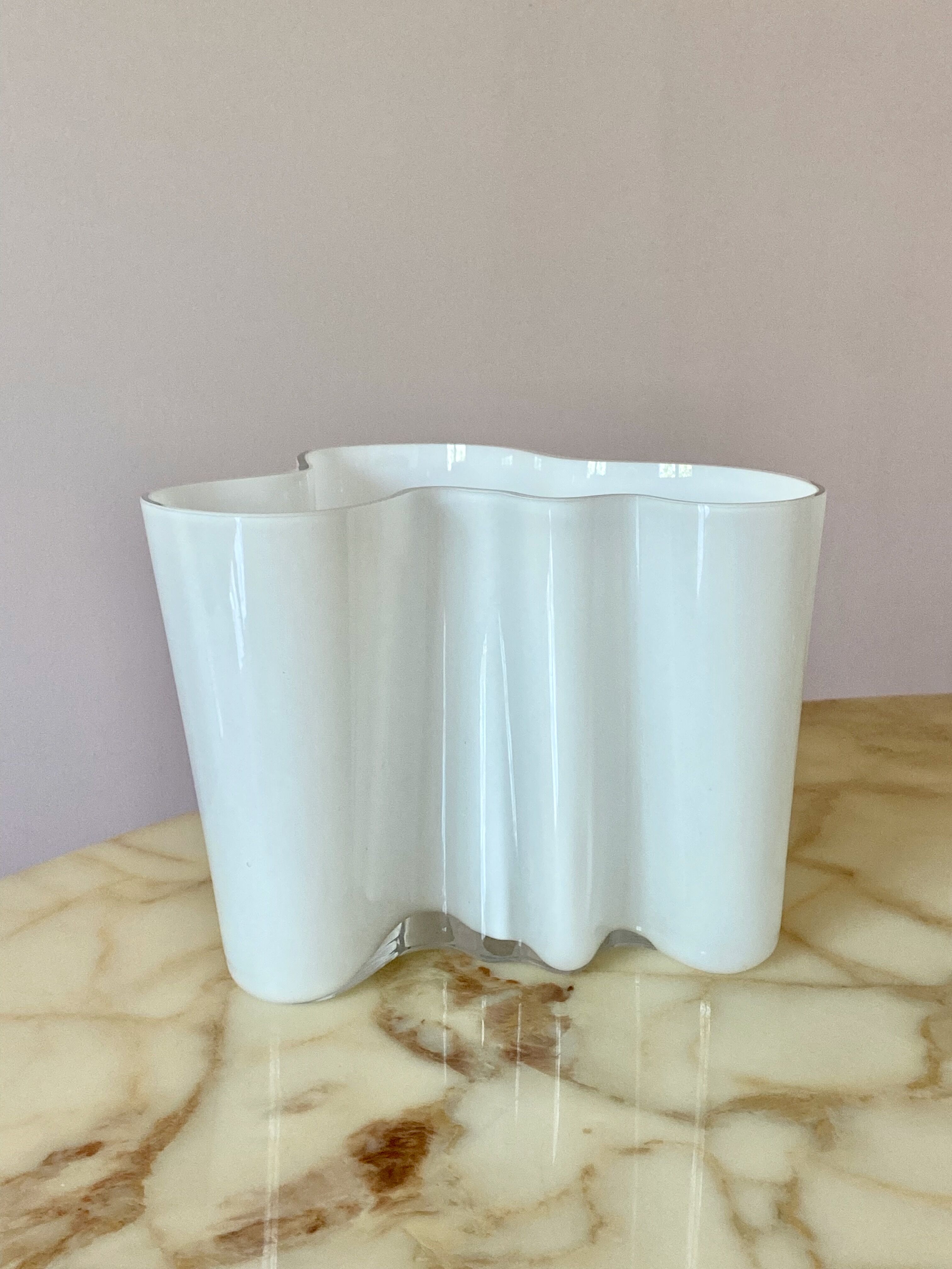 Vintage Hand Signed White 3030 Littala Alvar Aalto Savoy Vase