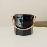 Art Deco ice bucket in black opaline and gilded brass