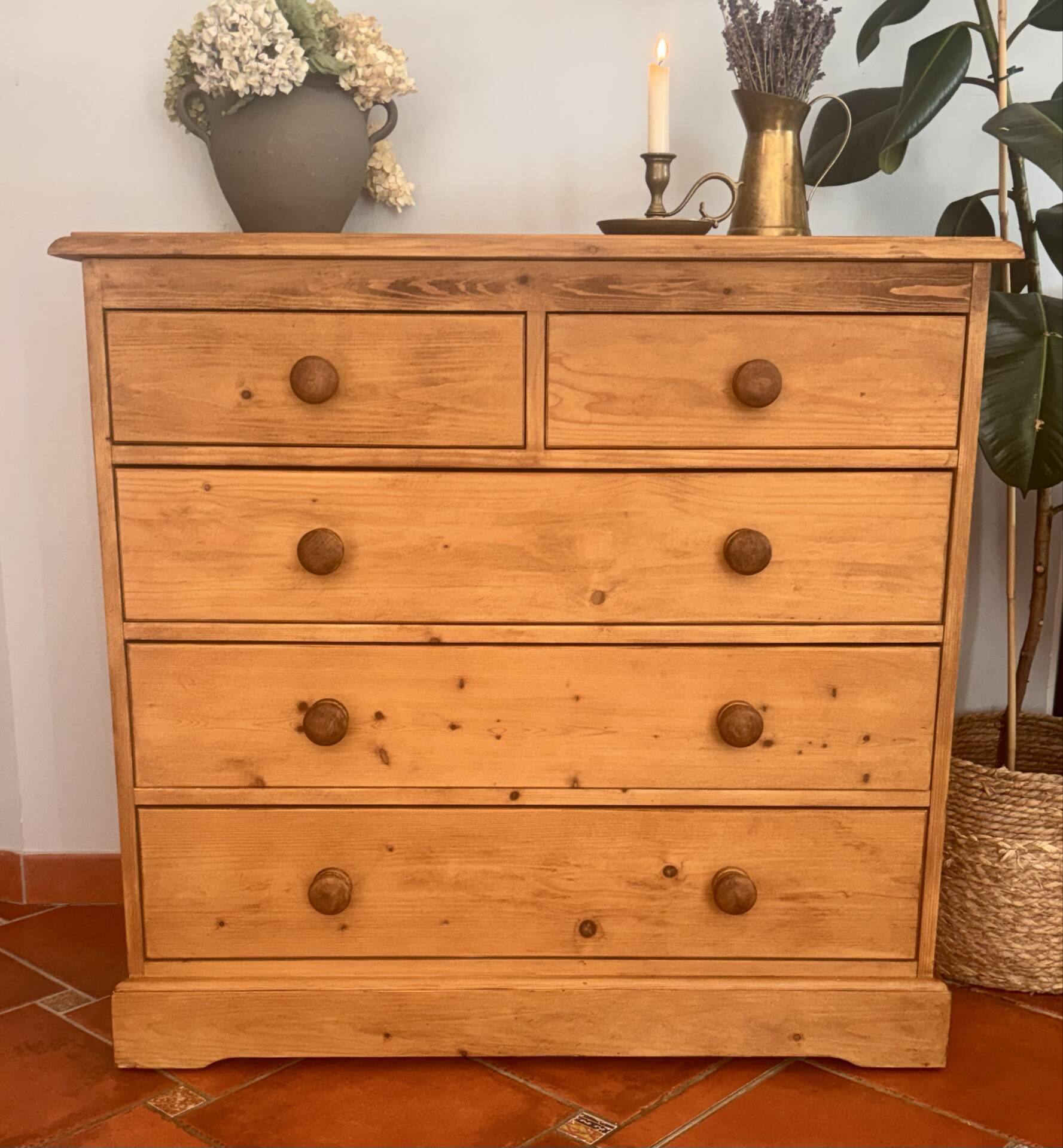 Vintage Solid Pine Commode Restored - Rustic Elegance
