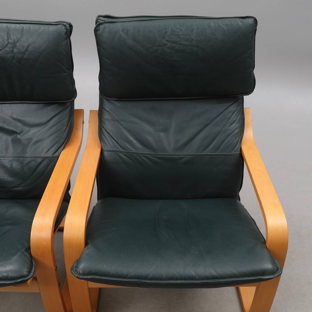 Noboru Nakamura for IKEA — “Points” Armchairs (Pair) — Birch & Leather
