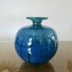 Ball vase, Mdina, Malta, signed, in blue blown glass, year 1983