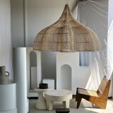 Immense rattan suspension in the shape of a flower, tulip, corolla H1m D1m50