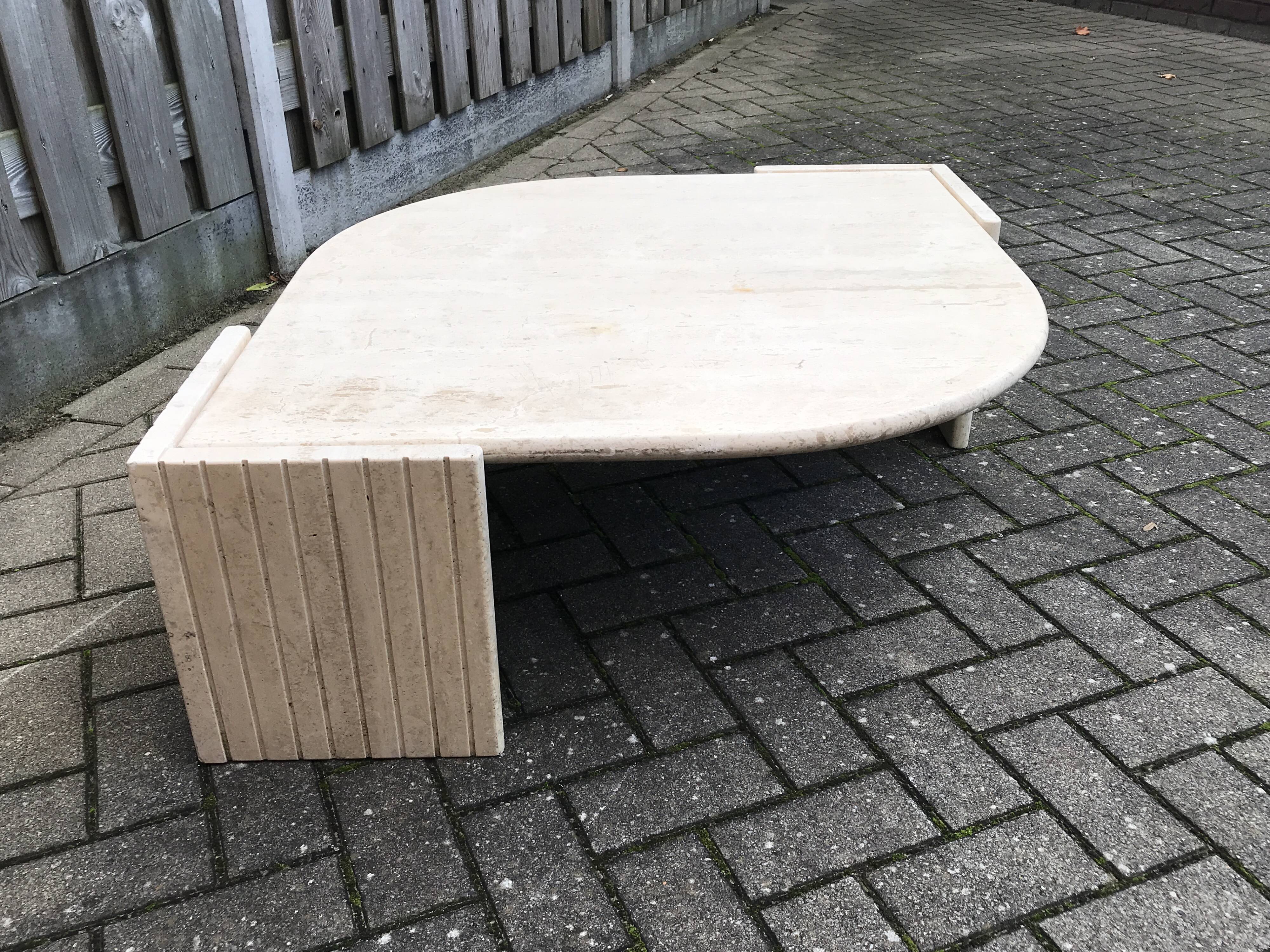 Beige marble coffee table by Roche Bobois, 1970s
