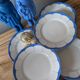 7 Vintage plates with golden blue porcelain dessert