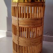 Brass and rattan umbrella stand 1970