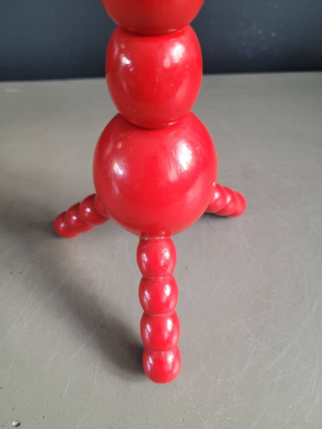 Vintage Scandinavian painted wooden candlestick