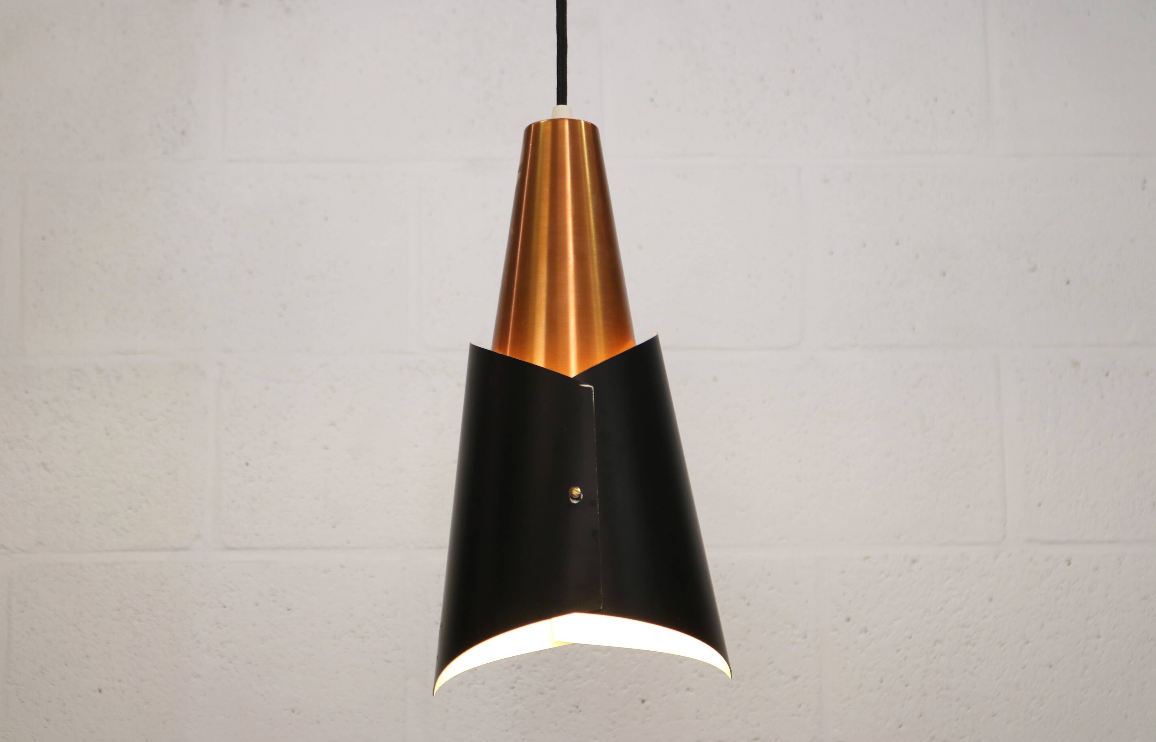 Danish Modern Copper / black  design lamp - 1960s Style