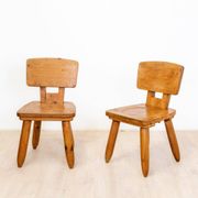 Chaises brutalistes en orme, 1970