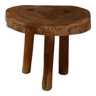 Brutalist solid wood stool