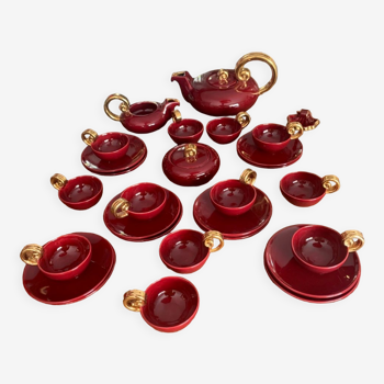 Vallauris art deco breakfast "volutes" 16 pieces - louis giraud 1897- 1985