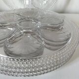 Set of 4 vintage hobnail pressed glass oyster plates