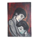 Oil on canvas - embracing couple - 55 x 38 cm