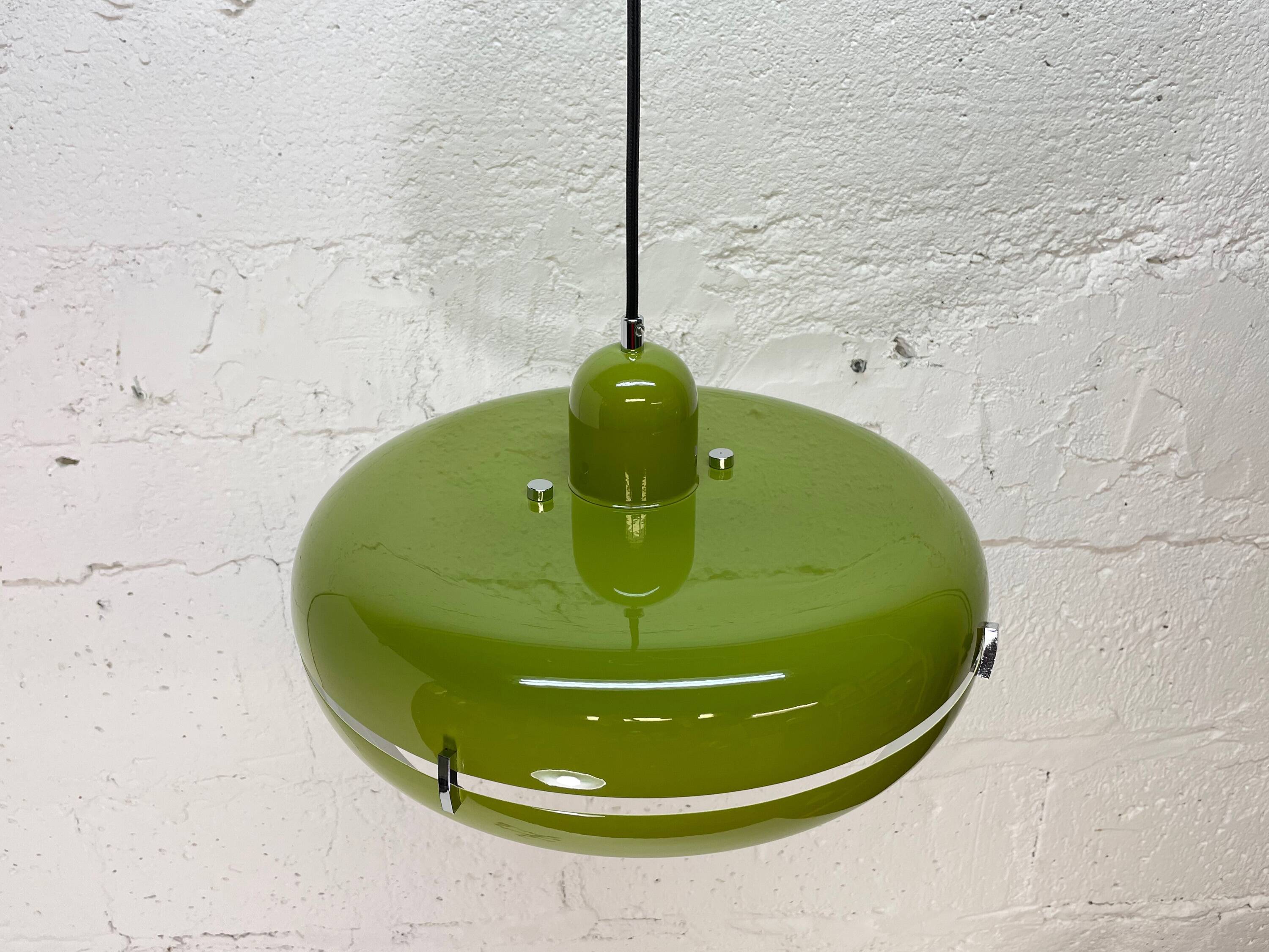 Green hanging lamp, Licht Studio, Italy 1970s