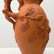 Vase Cruche en terre cuite vintage avec ornement végétale