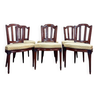Set of Six Louis XVI Style Oak Chairs