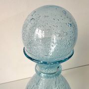 Vintage 1960s blue bubble glass BIOT carafe