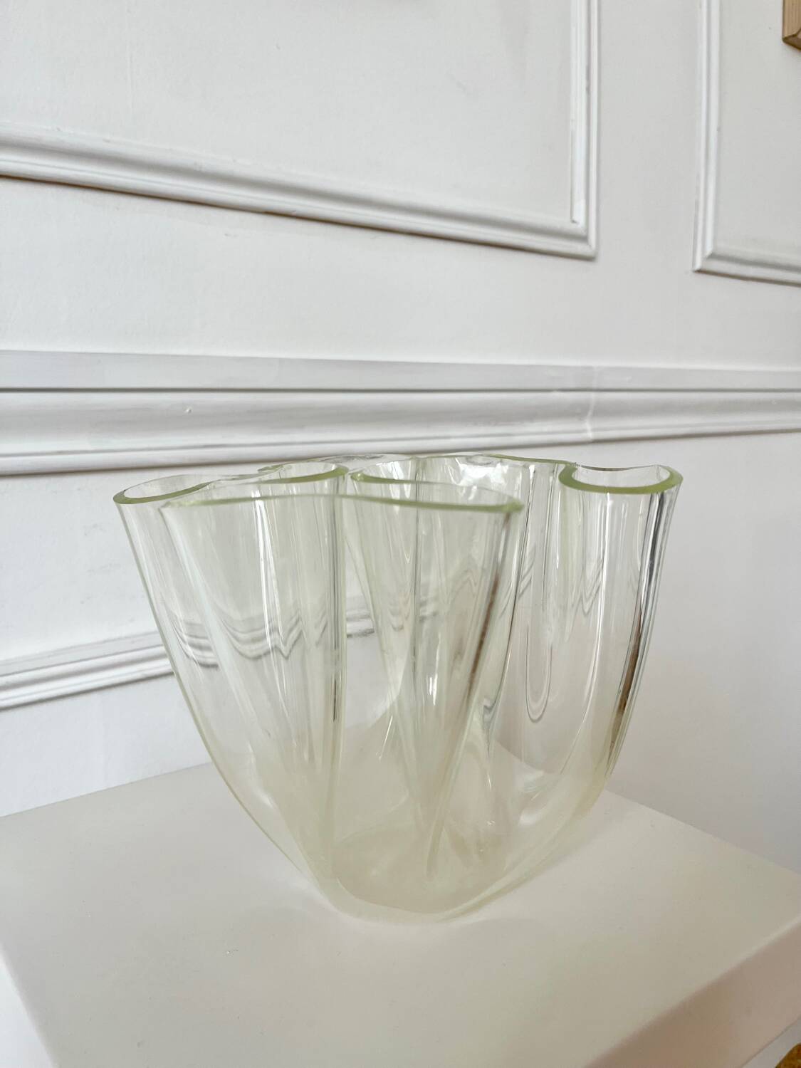 70s design Plexiglas tissue holder vase