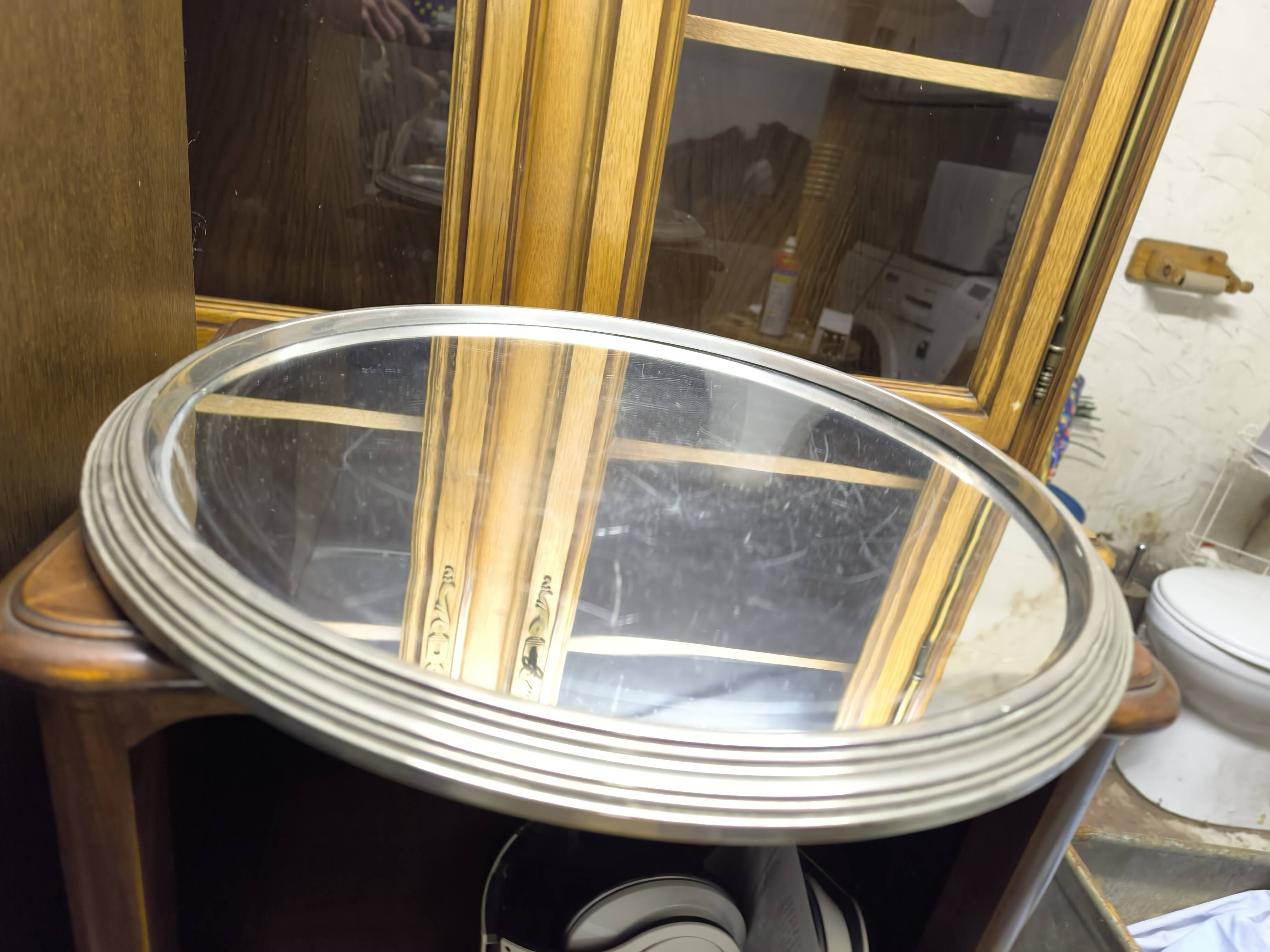 Art Deco aluminum and mirror serving tray