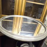 Art Deco aluminum and mirror serving tray