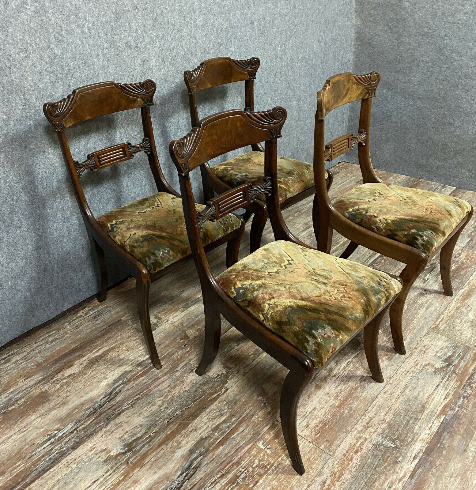 Series of 4 Empire period mahogany chairs around 1810