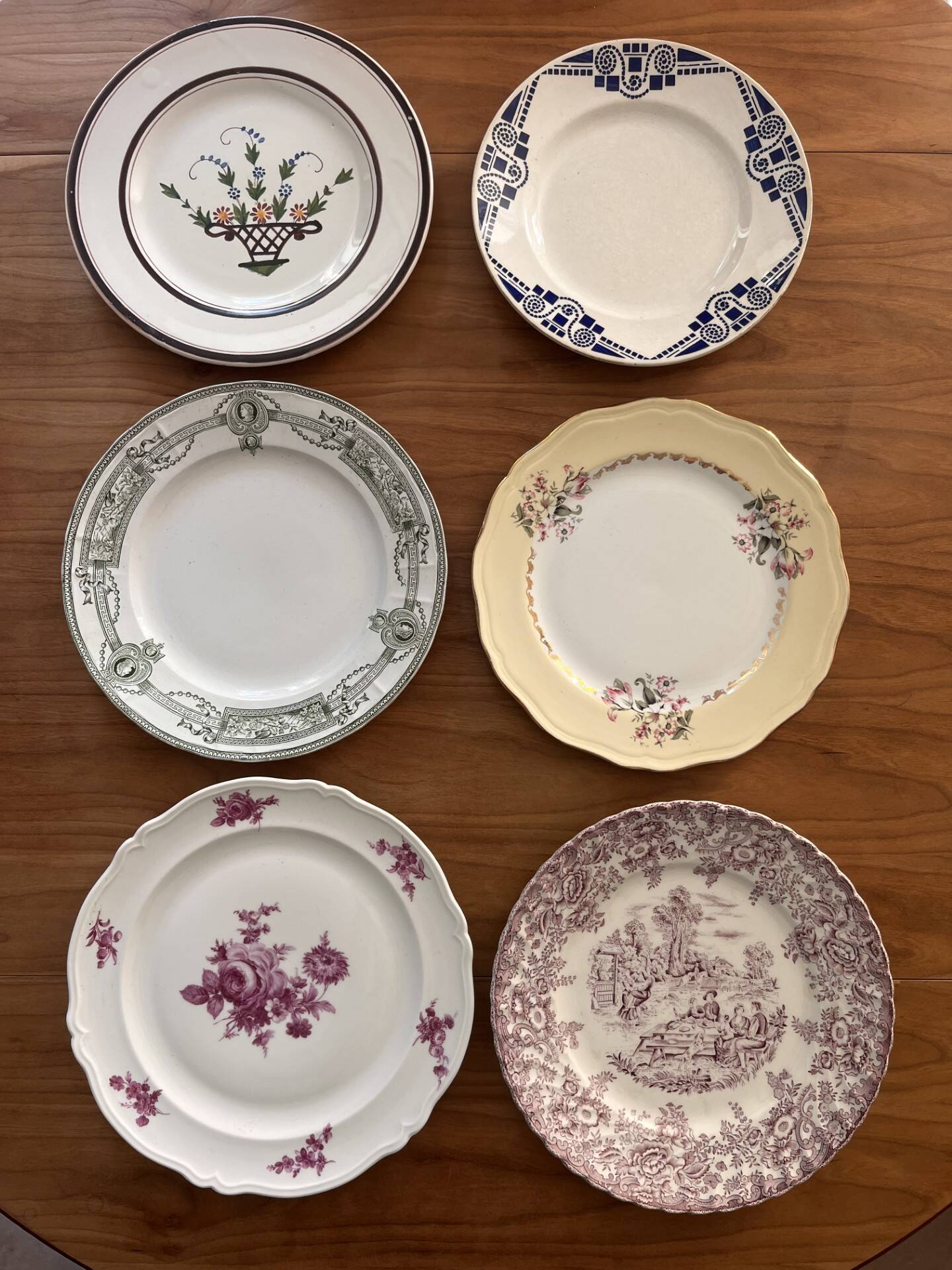 Mismatched antique plates