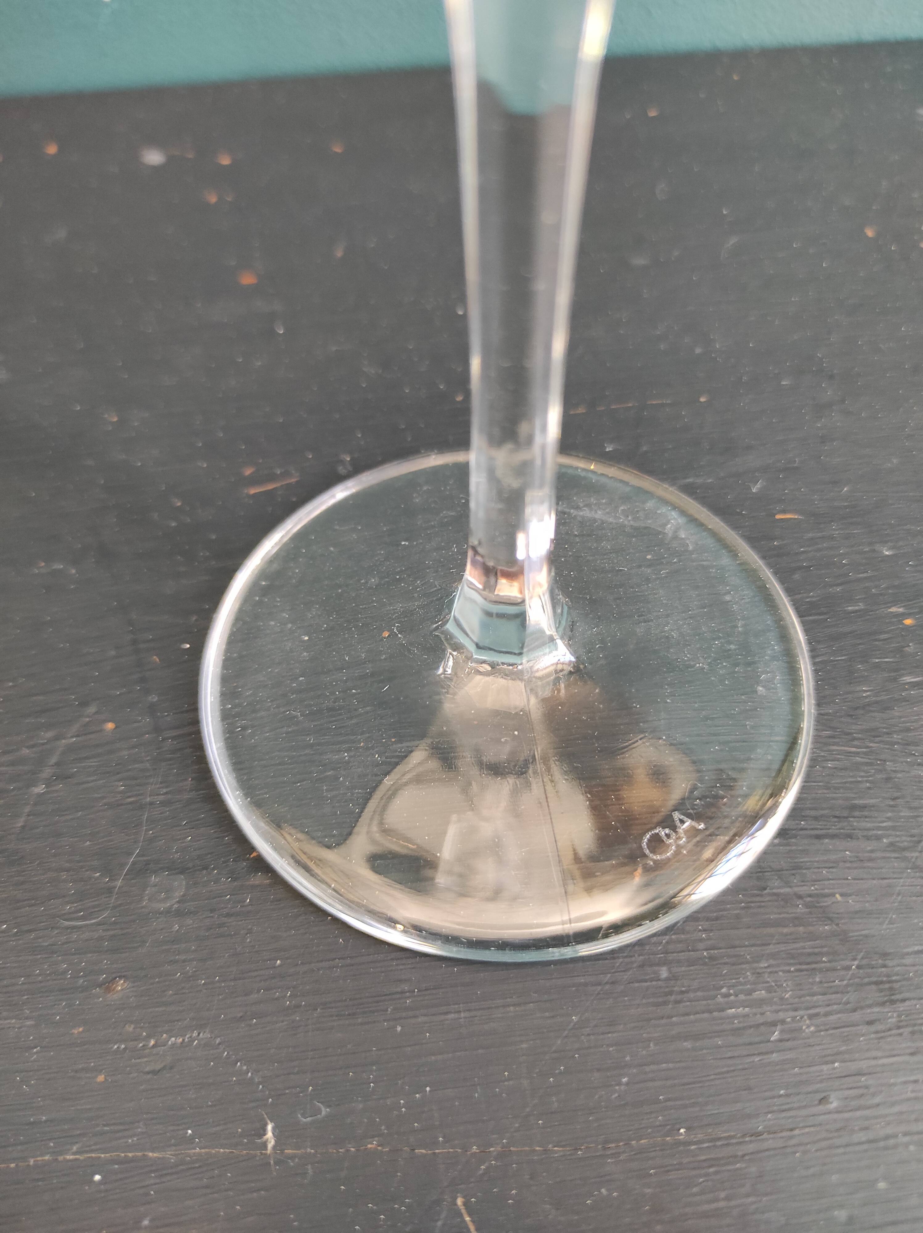 Set of 6 French champagne glasses, Cristal D'Arques, mod. Diamantis