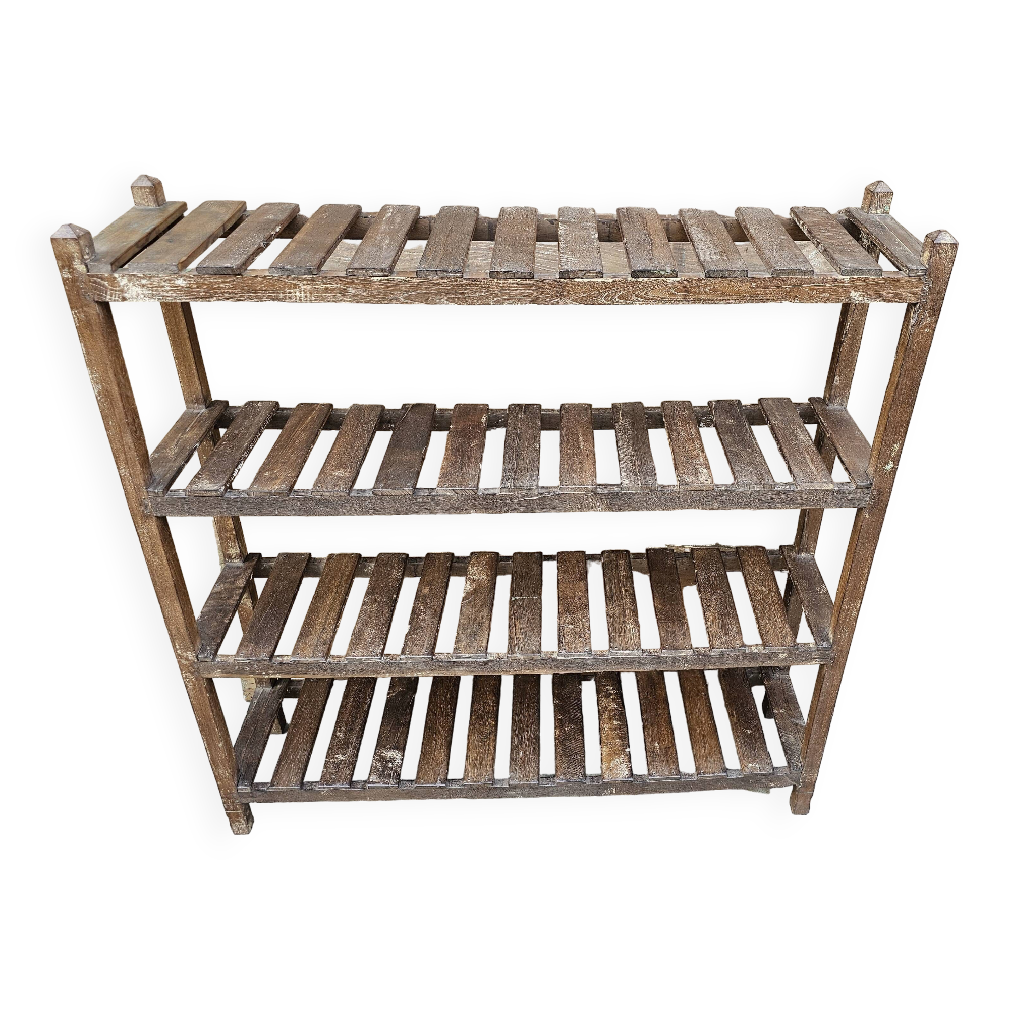 Antique Burmese teak workshop rack - shelf