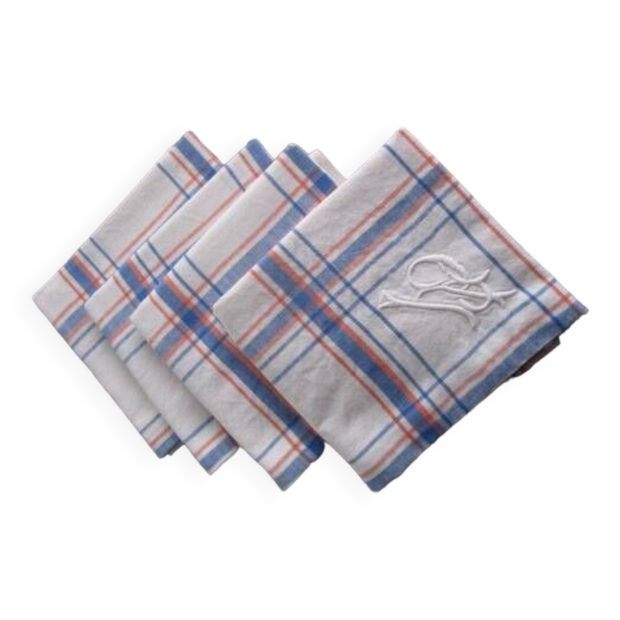 4 old monogrammed napkins