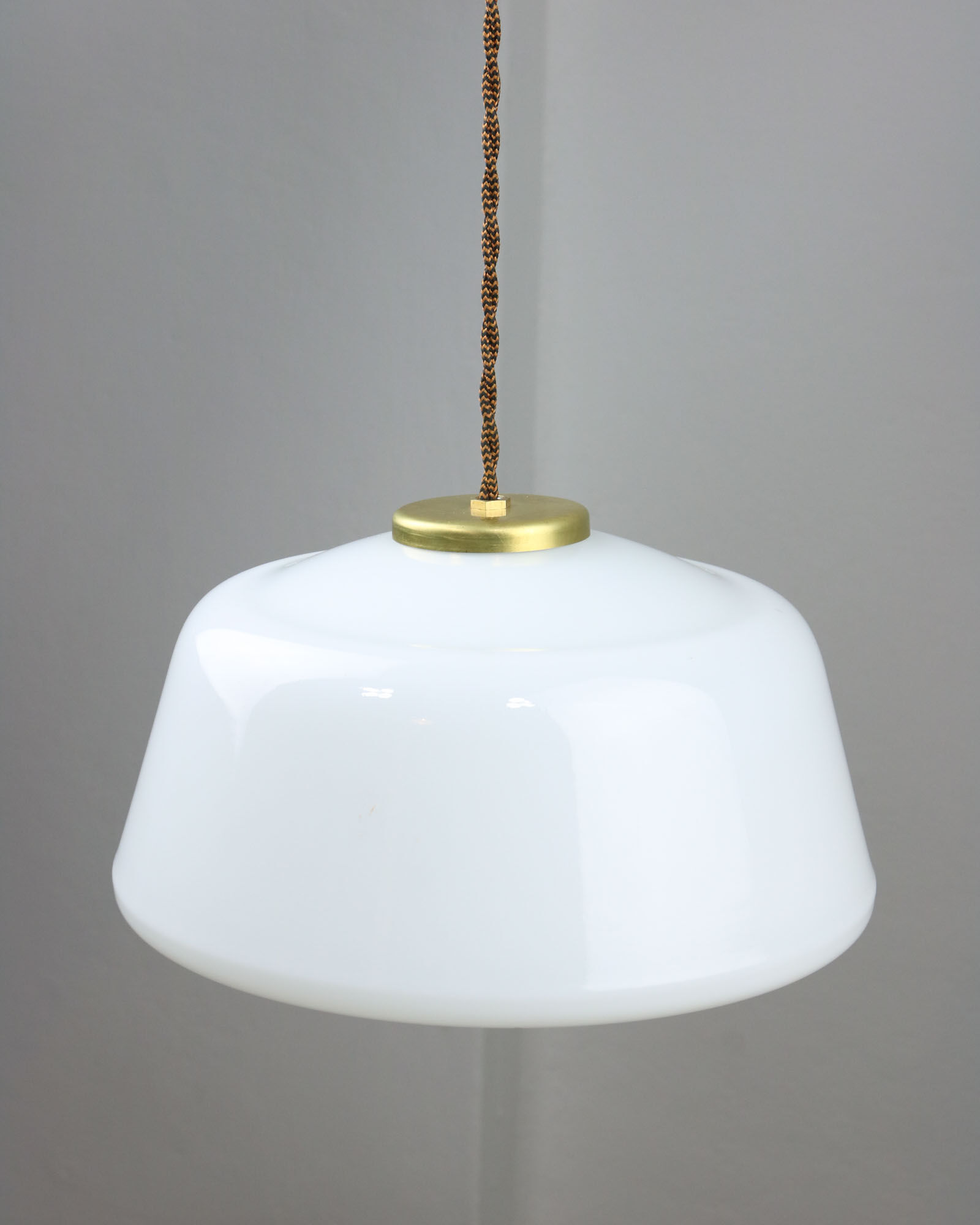 Mid-century Glass & Brass Pendant Lamp