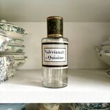 Valerianat: quinine apothecary bottle in transparent glass and metal