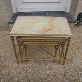 table gigogne laiton et onyx