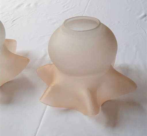 Set of 2 vintage polished glass lampshades