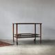 Italian Modern Mahogany Bar Cart with Serving Tray