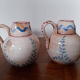Ensemble de 2 petits pichets déco anciens émaillés peints