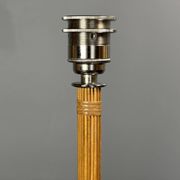 Set of 2 pencil reed rattan bamboo and chrome table lamps, 1980s