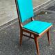 Scandinavian chair in solid oak and blue leather from the 1950s.