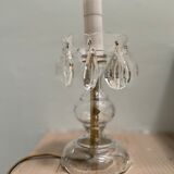 Pied de lampe en verre et laiton