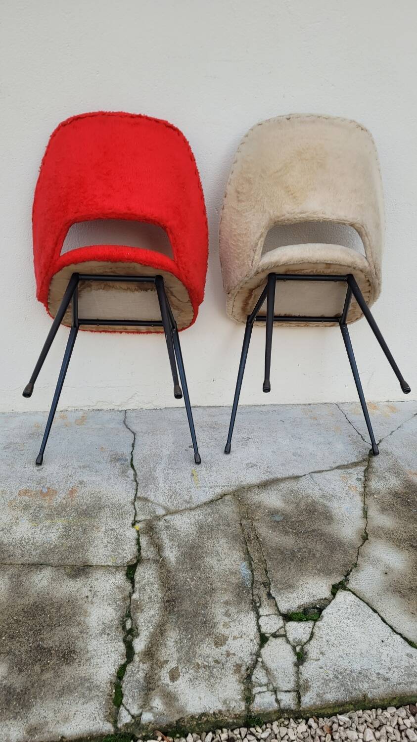 Pair of vintage "Moumoute" chairs -1950s
