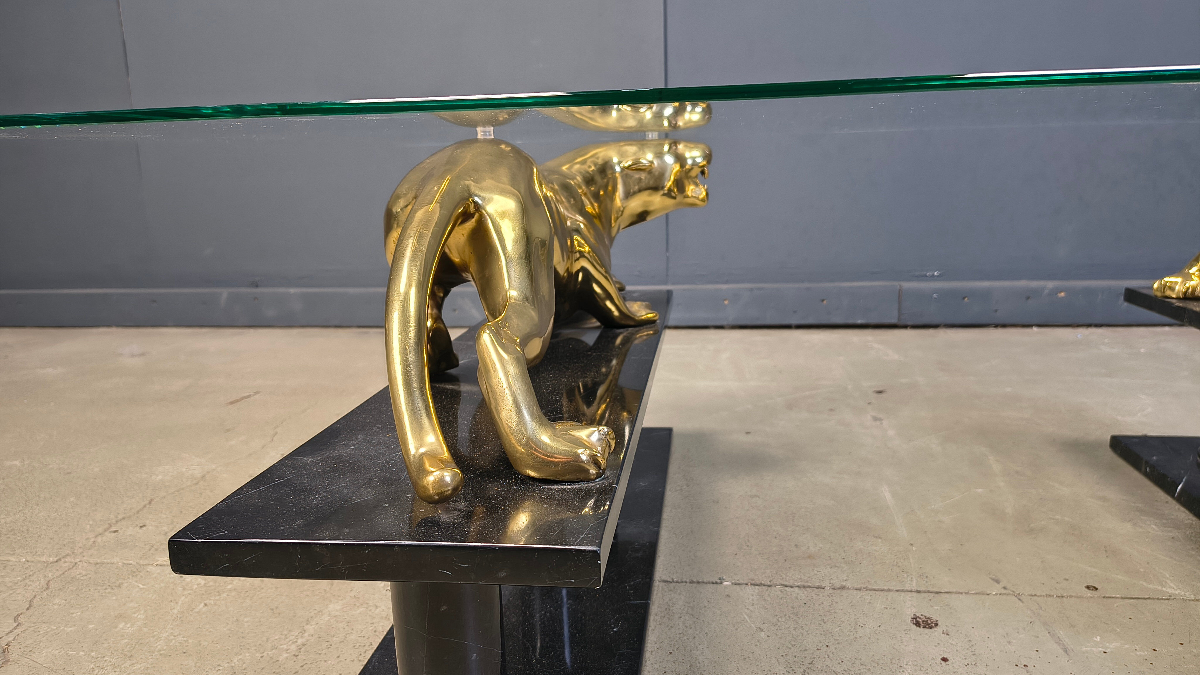 Brass and marble jaguar coffee table, 1970s